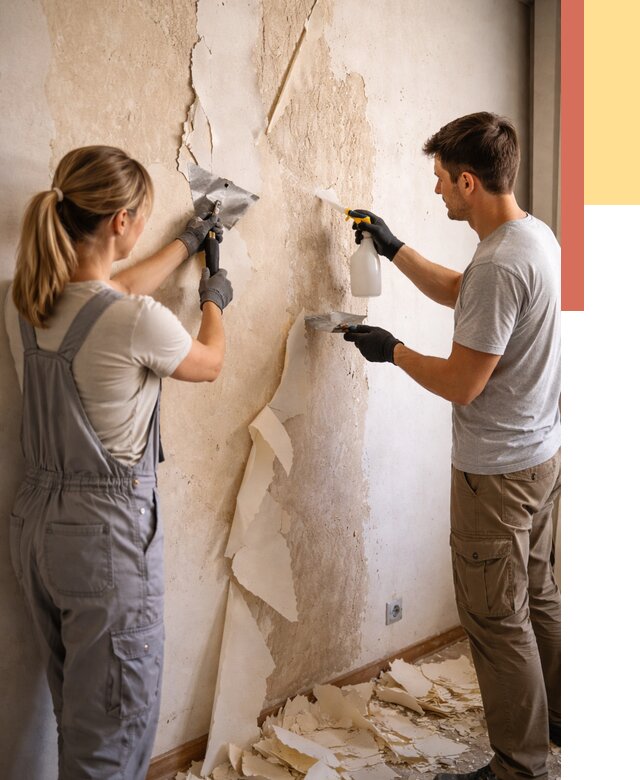 Снятие старых обоев в Пушкино от 5446 руб. под ключ недорого | ОТДЕЛОЧНИК-Пшк