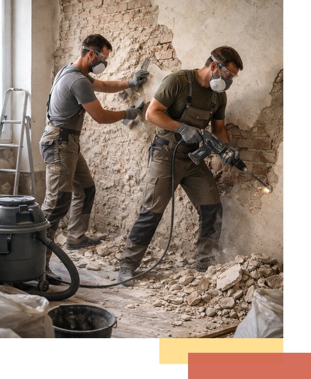 Демонтаж штукатурки со стен в Пушкино быстро и аккуратно