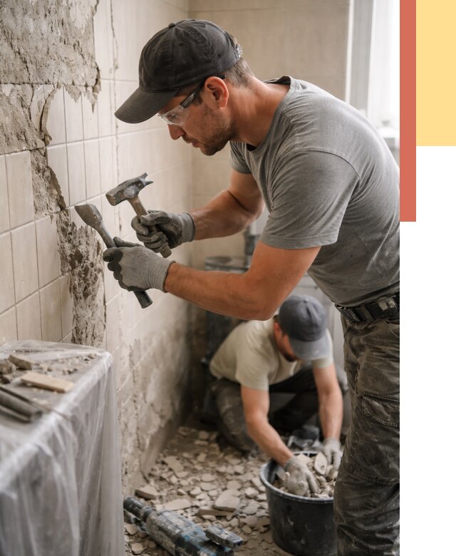 Демонтаж плитки со стен в Пушкино от 882 руб. — быстро и недорого | ОТДЕЛОЧНИК-Пшк