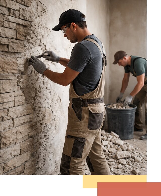 Демонтаж декоративного камня в Пушкино профессионально и безопасно