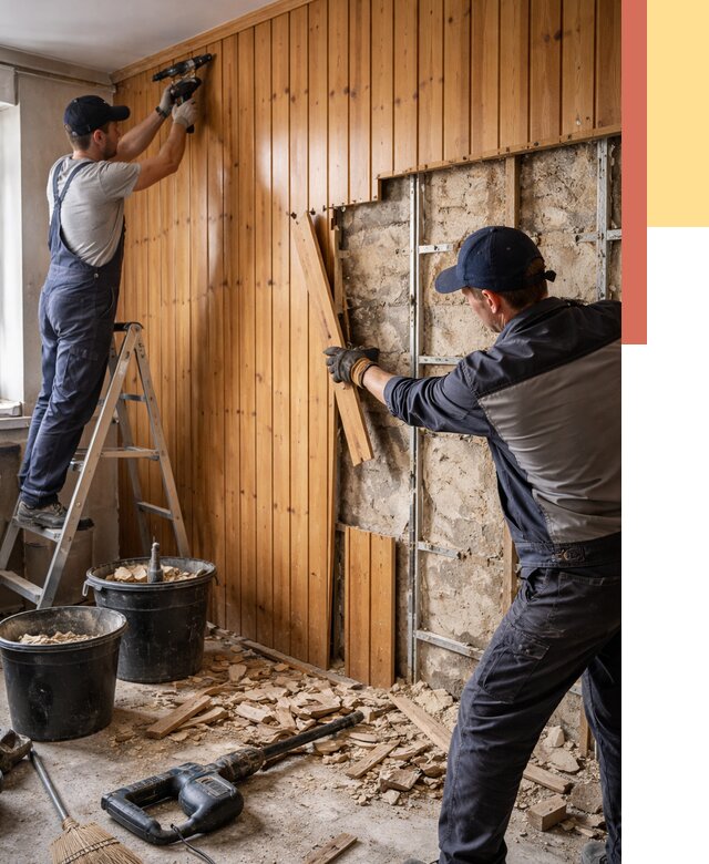 Демонтаж вагонки со стен в Пушкино от 1504 руб. — снятие, удаление, срочно | ОТДЕЛОЧНИК-Пшк