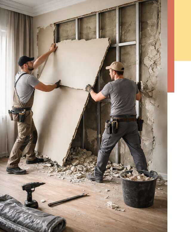 Демонтаж гипсокартона со стен в Пушкино от 363 руб. — услуги демонтажа | ОТДЕЛОЧНИК-Пшк