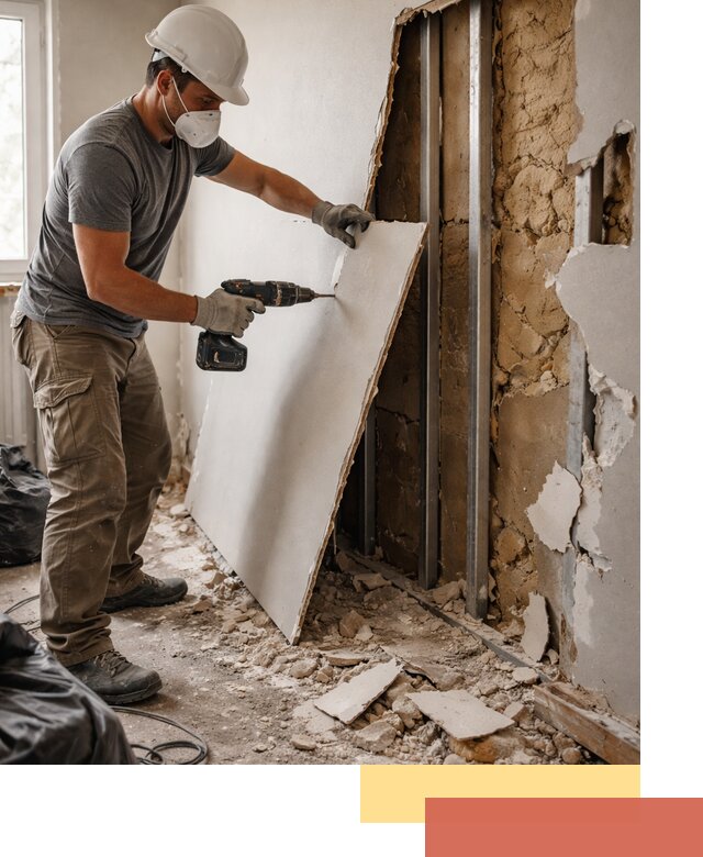 Демонтаж гипсокартона со стен в Пушкино качественно и быстро