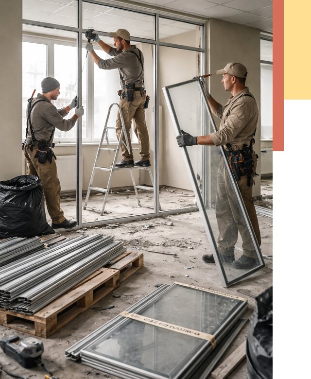 Демонтаж алюминиевых перегородок в Пушкино от 4357 руб. — быстро и недорого | ОТДЕЛОЧНИК-Пшк