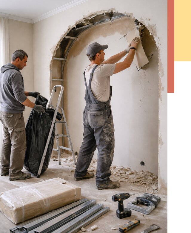 Демонтаж арки из гипсокартона в Пушкино от 3631 руб. — услуги под ключ | ОТДЕЛОЧНИК-Пшк