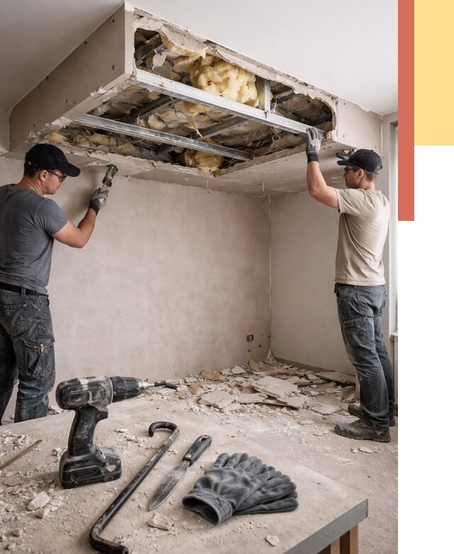 Демонтаж короба из гипсокартона в Пушкино от 1577 руб. — быстро и недорого | ОТДЕЛОЧНИК-Пшк