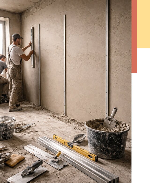 Штукатурка стен по маякам в Пушкино от 5705 руб./м² — выравнивание под ключ | ОТДЕЛОЧНИК-Пшк