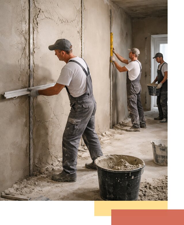 Штукатурка стен по маякам в Пушкино — точная и ровная поверхность