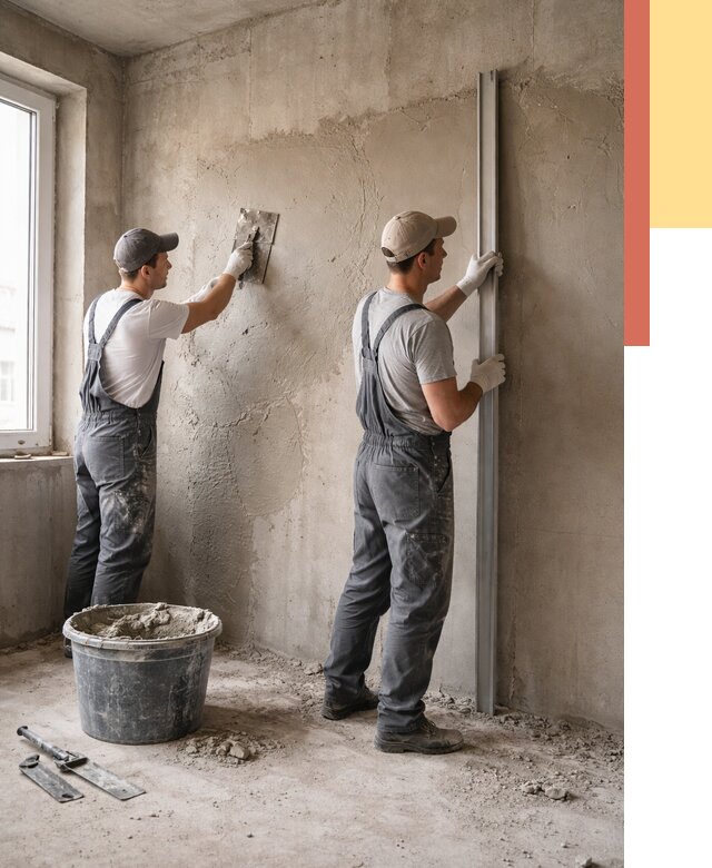 Штукатурка бетонных стен в Пушкино от 4668 руб/м² — качественно и быстро | ОТДЕЛОЧНИК-Пшк