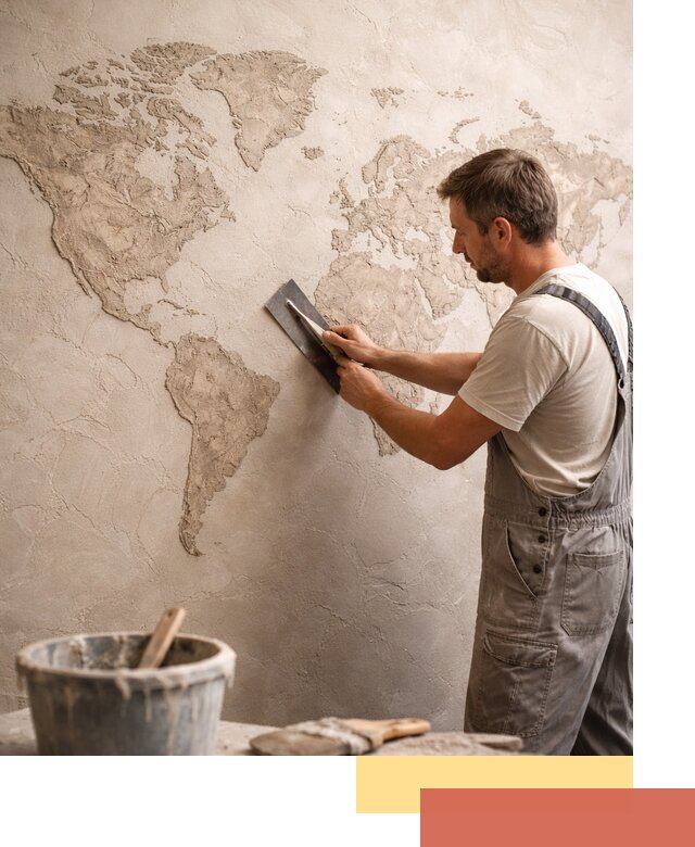 Декоративная штукатурка «Карта мира» под ключ в Пушкино