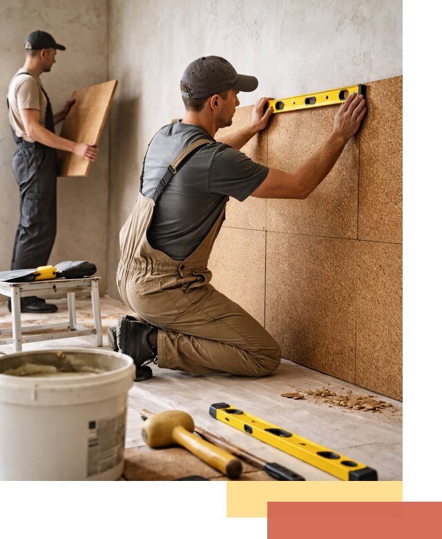 Монтаж пробковых панелей на стены в Пушкино быстро и качественно