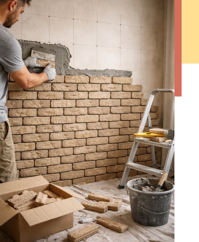 Монтаж декоративного кирпича в Пушкино от 3319 руб./м² — быстро и недорого | ОТДЕЛОЧНИК-Пшк