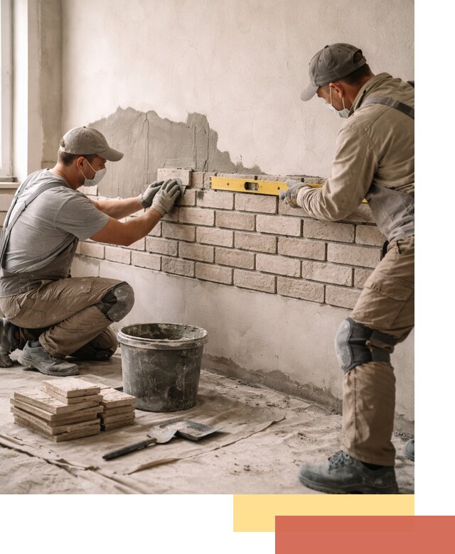 Монтаж декоративного кирпича профессионально в Пушкино