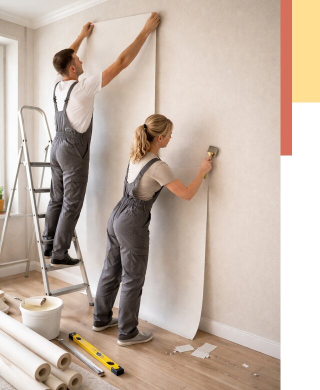 Поклейка флизелиновых обоев в Пушкино от 6224 руб. | Быстро и недорого — ОТДЕЛОЧНИК-Пшк