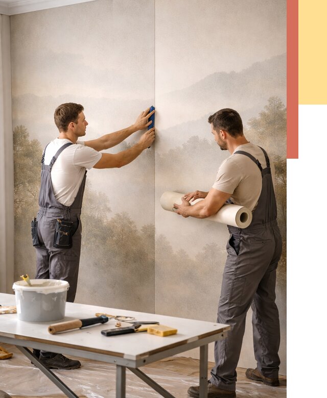 Поклейка фотообоев в Пушкино от 8817 руб/м² — быстро и недорого | ОТДЕЛОЧНИК-Пшк