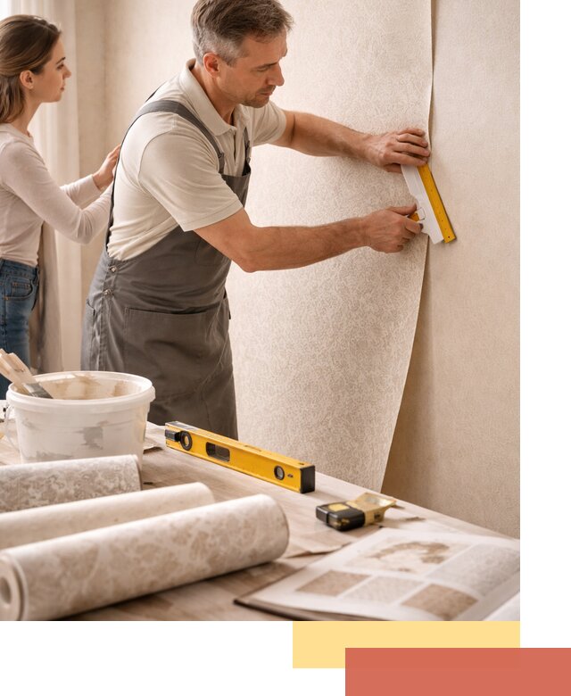 Поклейка обоев с подбором рисунка в Пушкино