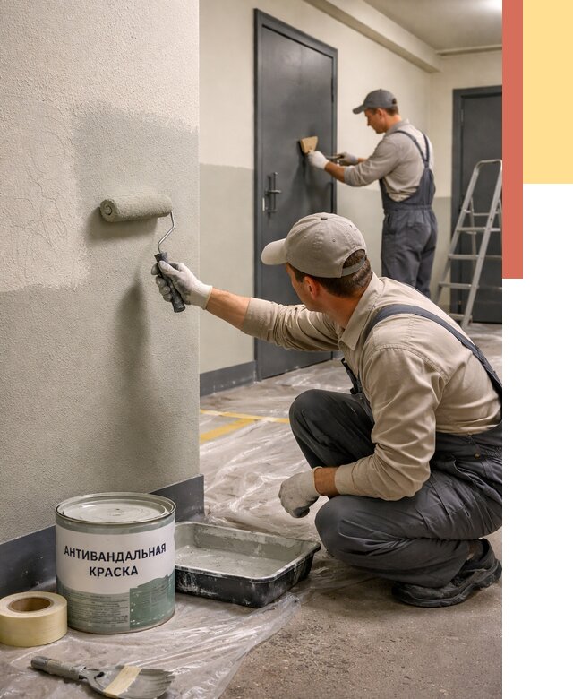 Покраска стен антивандальной краской в Пушкино от 4668 руб./м² под ключ | ОТДЕЛОЧНИК-Пшк