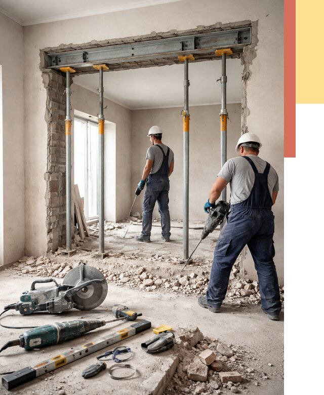 Прорезка проема в стене в Пушкино от 4668 руб. — быстро и недорого | ОТДЕЛОЧНИК-Пшк