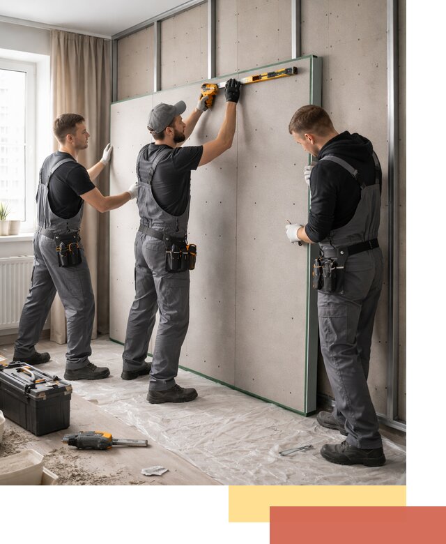 Шумоизоляция стен панелями ЗИПС в Пушкино для жилых и коммерческих помещений