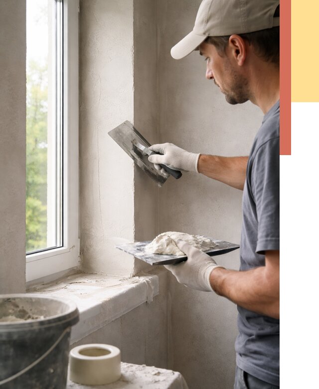 Штукатурка откосов в Пушкино от 4668 руб/м² — услуги и выравнивание под ключ | ОТДЕЛОЧНИК-Пшк