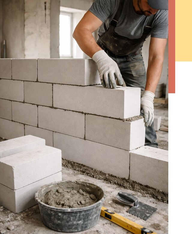 Кладка перегородок из силикатного блока в Пушкино от 4149 руб. под ключ | ОТДЕЛОЧНИК-Пшк