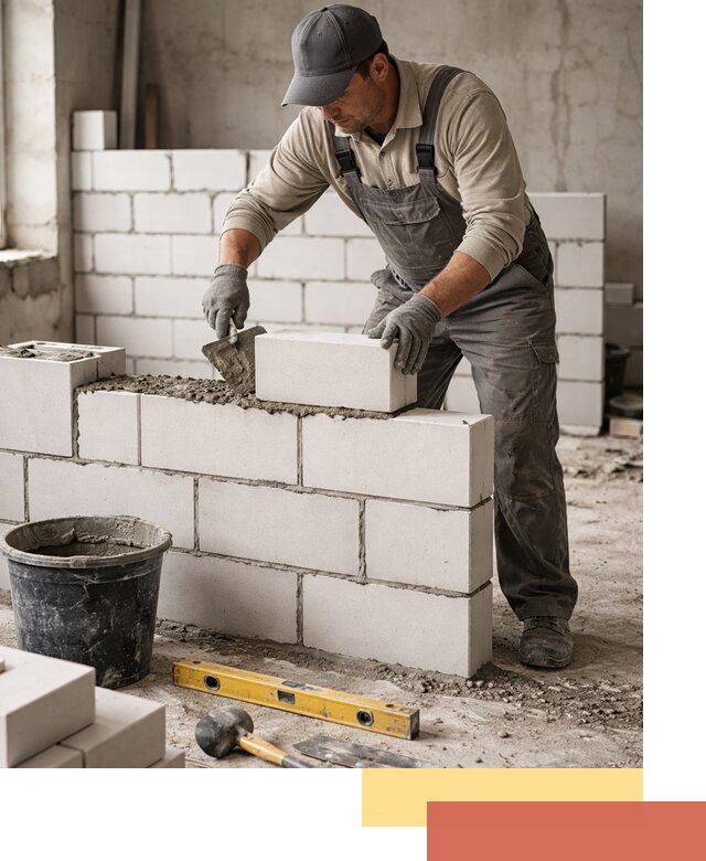 Кладка перегородок из силикатного блока в Пушкино