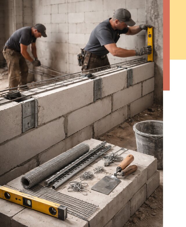 Армирование кладки перегородок в Пушкино от 778 руб. под ключ | ОТДЕЛОЧНИК-Пшк