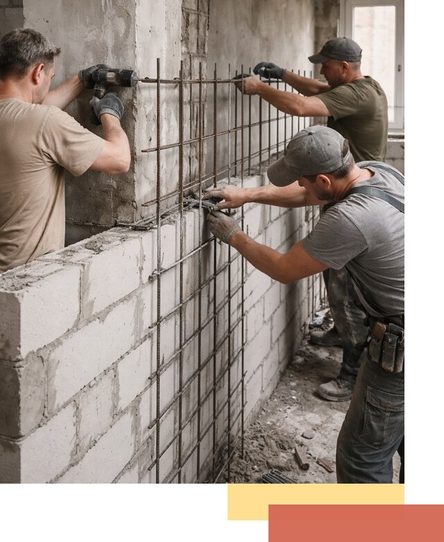 Армирование кладки перегородок в Пушкино профессионально и надёжно