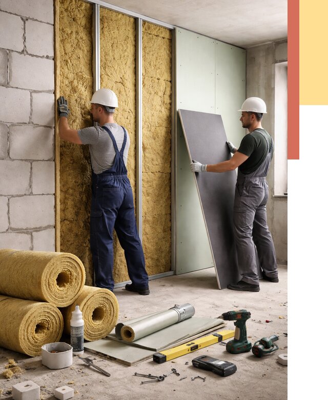 Шумоизоляция перегородок из блоков в Пушкино от 1919 руб./м² — быстро и недорого | ОТДЕЛОЧНИК-Пшк