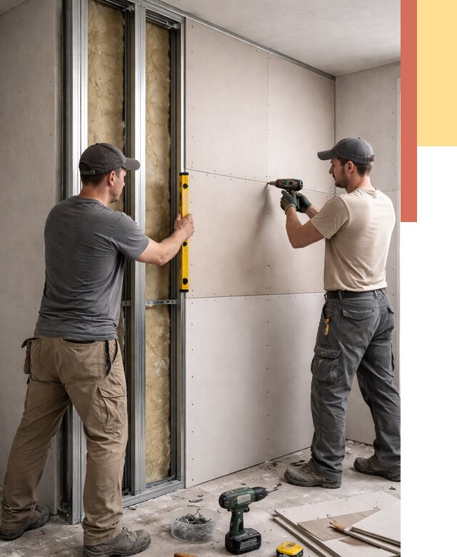 Монтаж двухслойной перегородки из гипсокартона в Пушкино от 1504 руб. | ОТДЕЛОЧНИК-Пшк