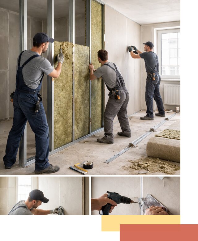 Перегородка из гипсокартона с шумоизоляцией в Пушкино — монтаж под ключ