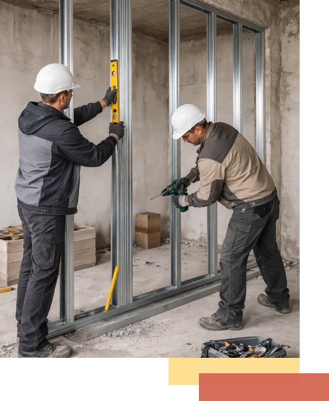 Монтаж каркаса перегородки из профиля в Пушкино