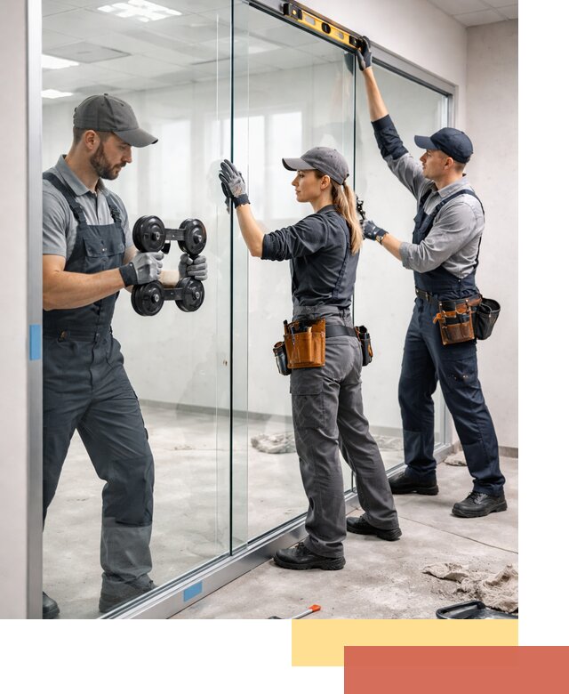 Профессиональный монтаж стеклянных перегородок в Пушкино