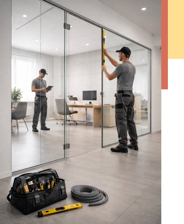 Цельностеклянные перегородки под ключ в Пушкино от 9854 руб. — монтаж и цены | ОТДЕЛОЧНИК-Пшк