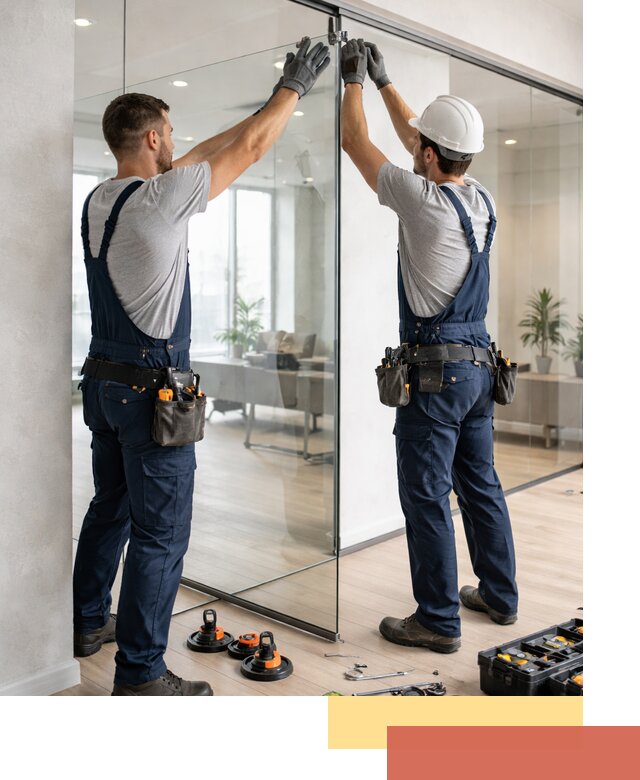 Безрамные стеклянные перегородки под ключ в Пушкино