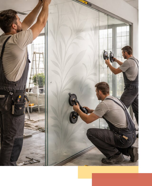 Стеклянные перегородки с рисунком на заказ в Пушкино