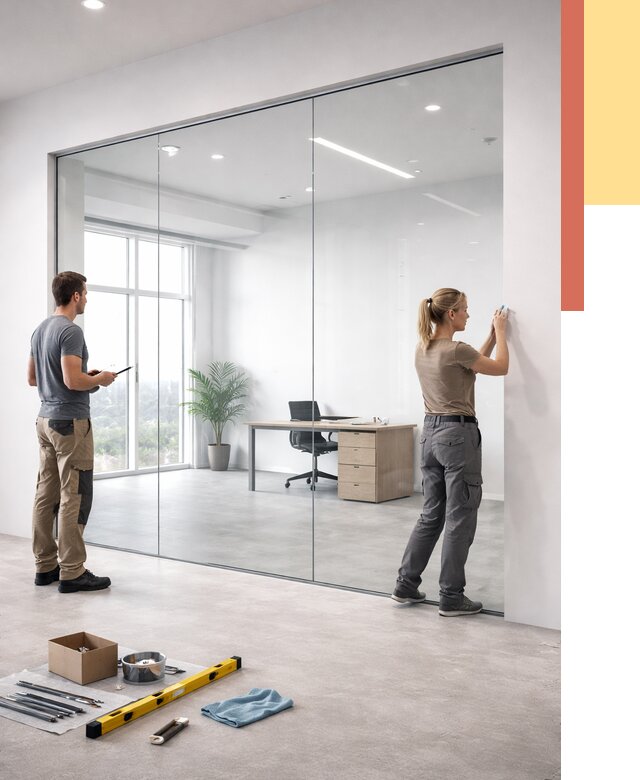 Перегородки из закаленного стекла в Пушкино от 9854 руб. под ключ | ОТДЕЛОЧНИК-Пшк