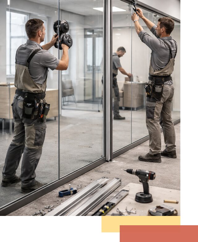 Стеклянные офисные перегородки под ключ в Пушкино