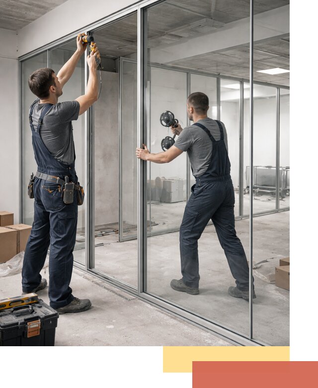 Алюминиевые перегородки со стеклом в Пушкино — изготовление и монтаж