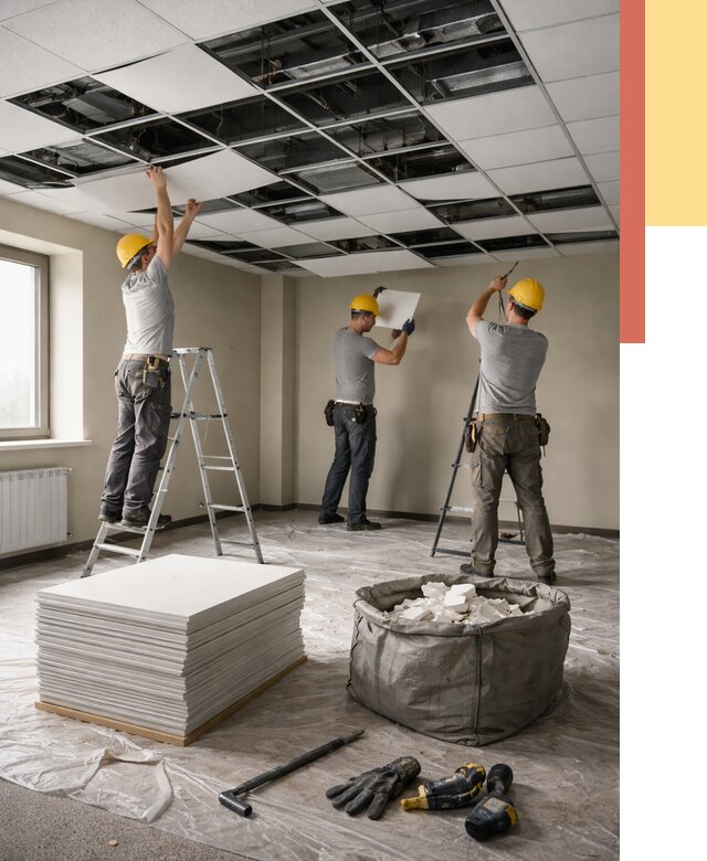 Демонтаж потолка Армстронг в Пушкино от 4668 руб. быстро и недорого | ОТДЕЛОЧНИК-Пшк