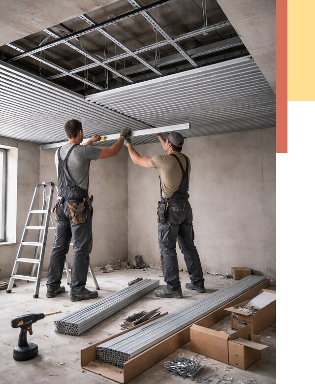 Монтаж реечного потолка в Пушкино от 4668 руб. под ключ | ОТДЕЛОЧНИК-Пшк