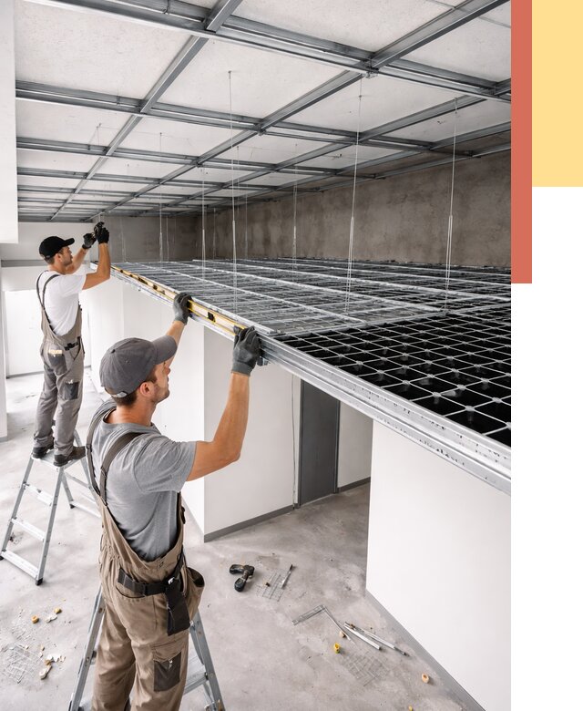 Монтаж потолка грильято в Пушкино от 467 руб./м² — быстрая сборка под ключ | ОТДЕЛОЧНИК-Пшк