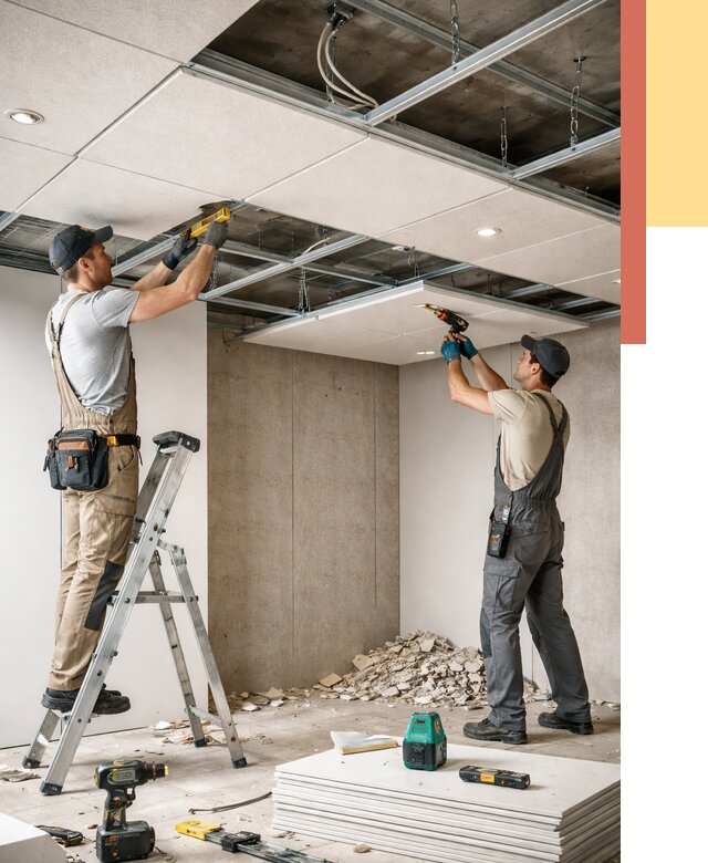 Монтаж акустического потолка в Пушкино от 6742 руб/м2 — быстро и недорого | ОТДЕЛОЧНИК-Пшк