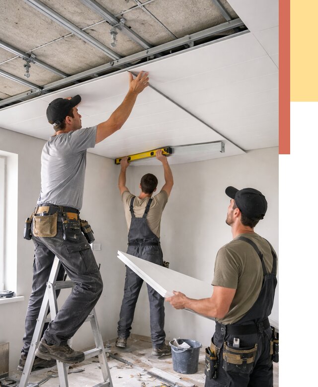 Монтаж потолка из ПВХ панелей в Пушкино от 3631 руб./м2 — быстро и недорого | ОТДЕЛОЧНИК-Пшк