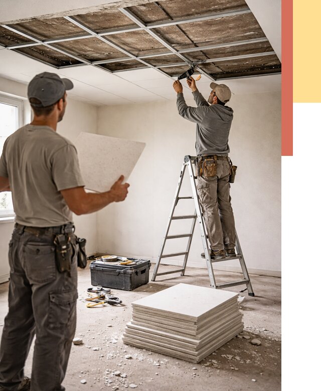 Замена плит подвесного потолка в Пушкино от 1815 руб. быстро и недорого | ОТДЕЛОЧНИК-Пшк