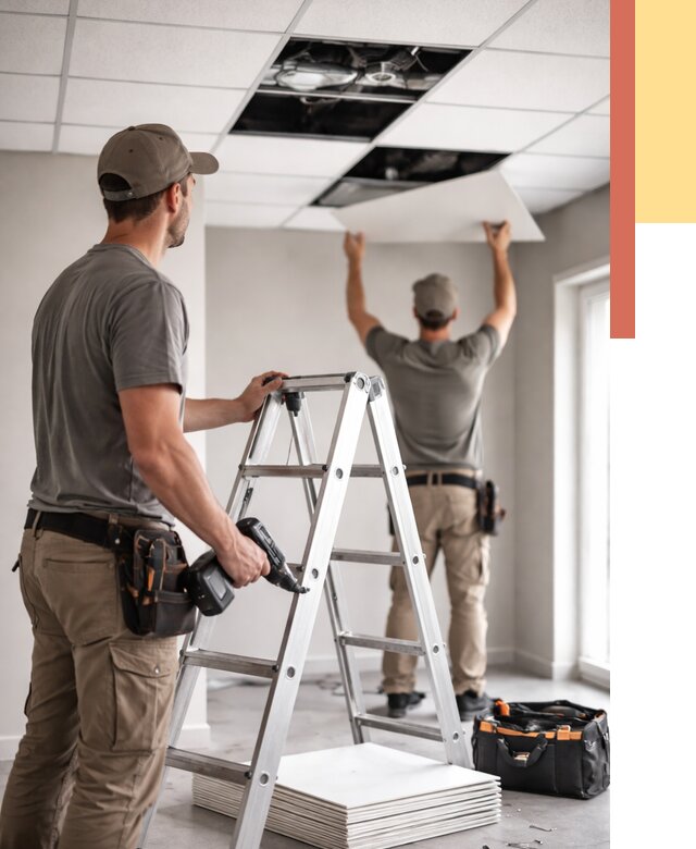 Обслуживание подвесного потолка в Пушкино от 3631 руб. — быстро и недорого | ОТДЕЛОЧНИК-Пшк