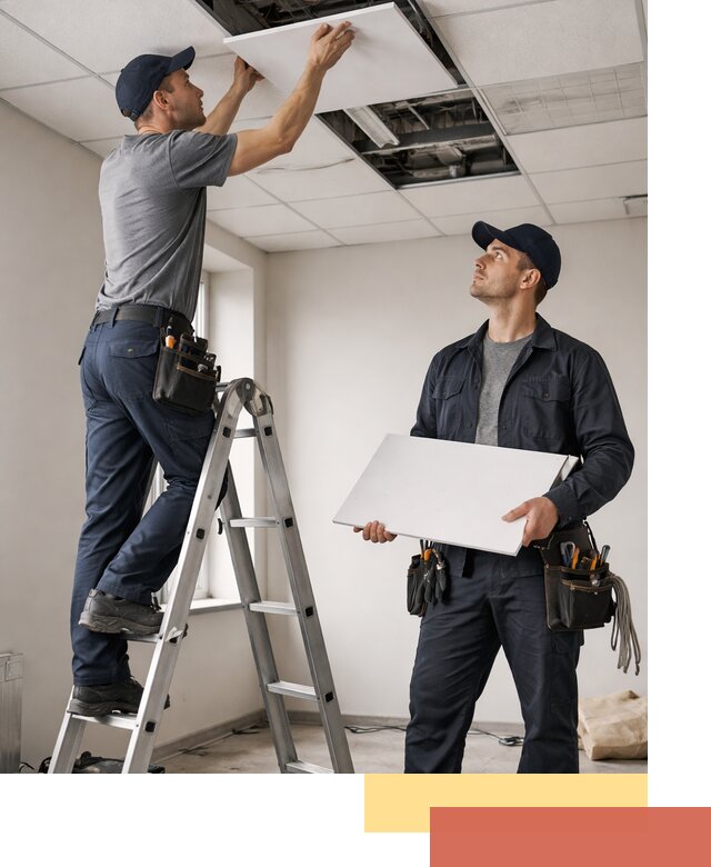 Обслуживание подвесного потолка в Пушкино — ремонт и чистка