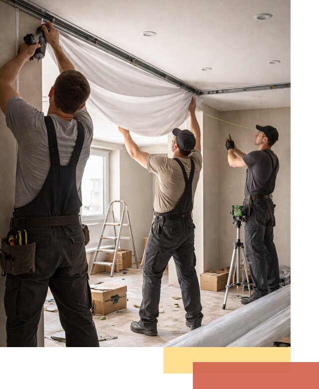 Монтаж парящего натяжного потолка под ключ в Пушкино