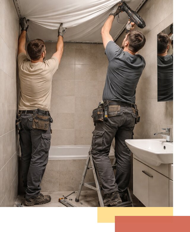 Монтаж натяжного потолка в ванной в Пушкино быстро и качественно