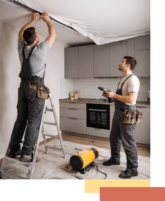 Монтаж натяжного потолка на кухне в Пушкино